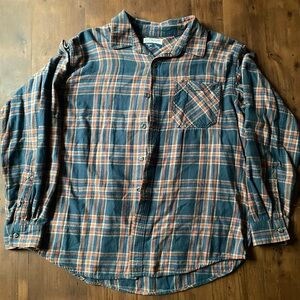 Magellan Outdoors Men's Casual Plaid Shirt in Blue and Orange